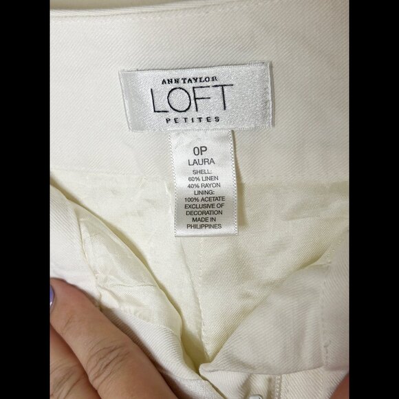 ANN TAYLOR LOFT PETITES White Slim LAURA Trousers Dress Pants Slacks Sz 0P NWOT - Picture 3 of 6
